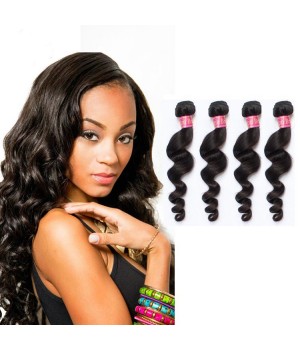 DHL Free Shipping Quality Virgin Brazilian Loose Curl Hair 4 Bundle Deals